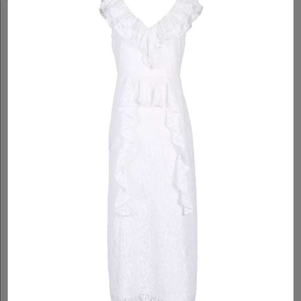 Senlis white Wild flower Maxi Dress Elisabeth Ruffle Dress - Picture 3 of 6